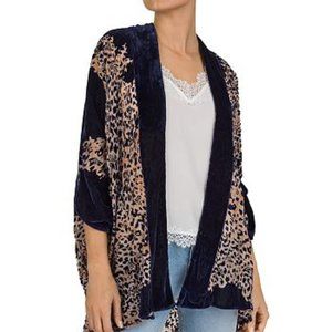 The Kooples Navy Leo Velvet Leopard Shrug Kimono
